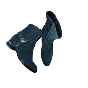 Versace Versus Size 41 / 10.5 Black Suede Fur line Designer Ankle Boots NEW $715